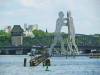 Elsenbrücke und Molecule-Man (2014) Elsenbrücke, Berlin-Friedrichshain, Spree, Molecule-Man, Treptower Park