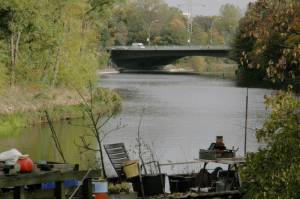 Klicken zum Vergrößern (Nördliche Seestraßenbrücke, Berlin-Moabit, Berlin-Spandauer Schifffahrtskanal, Westhafen, Plötzensee)